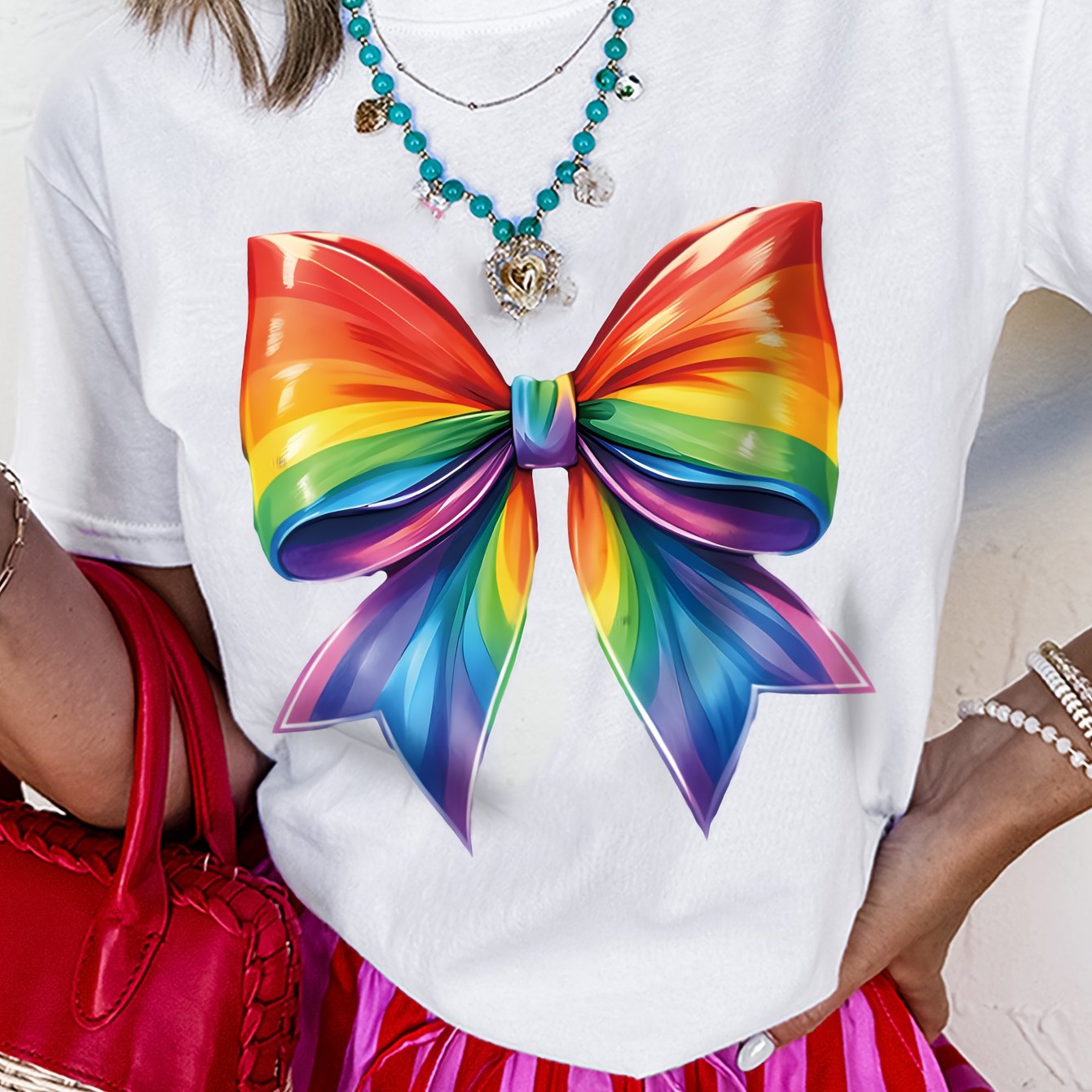 TEMU Graphic Print T-shirt, Short Sleeve Crew Neck Casual Top For Summer & Spring, Women's Clothing