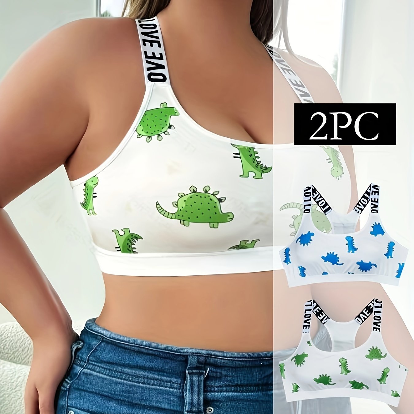 2pcs Plus Size Underwire And Wireless Bras