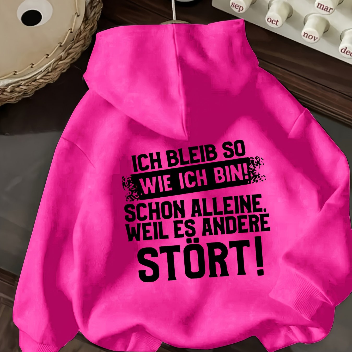 TEMU Damen lässiges modisches S-T-Shirt mit langen Ärmeln, Kordelzug, Buchstaben-Cartoon-Aufdruck, niedlicher vielseitiger, locker sitzender Hoodie