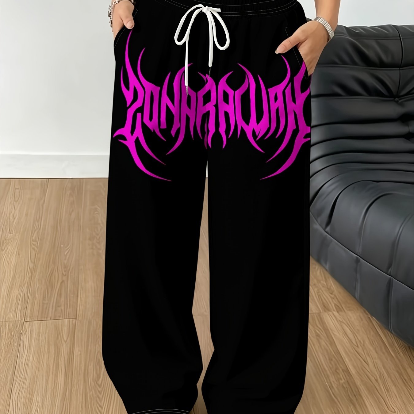 TEMU Women's Oversized Straight-leg Trousers - Loose-fit Full-length Pants Suitable For Commuting, & Casual Attire, Machine Washable Straight Leg
