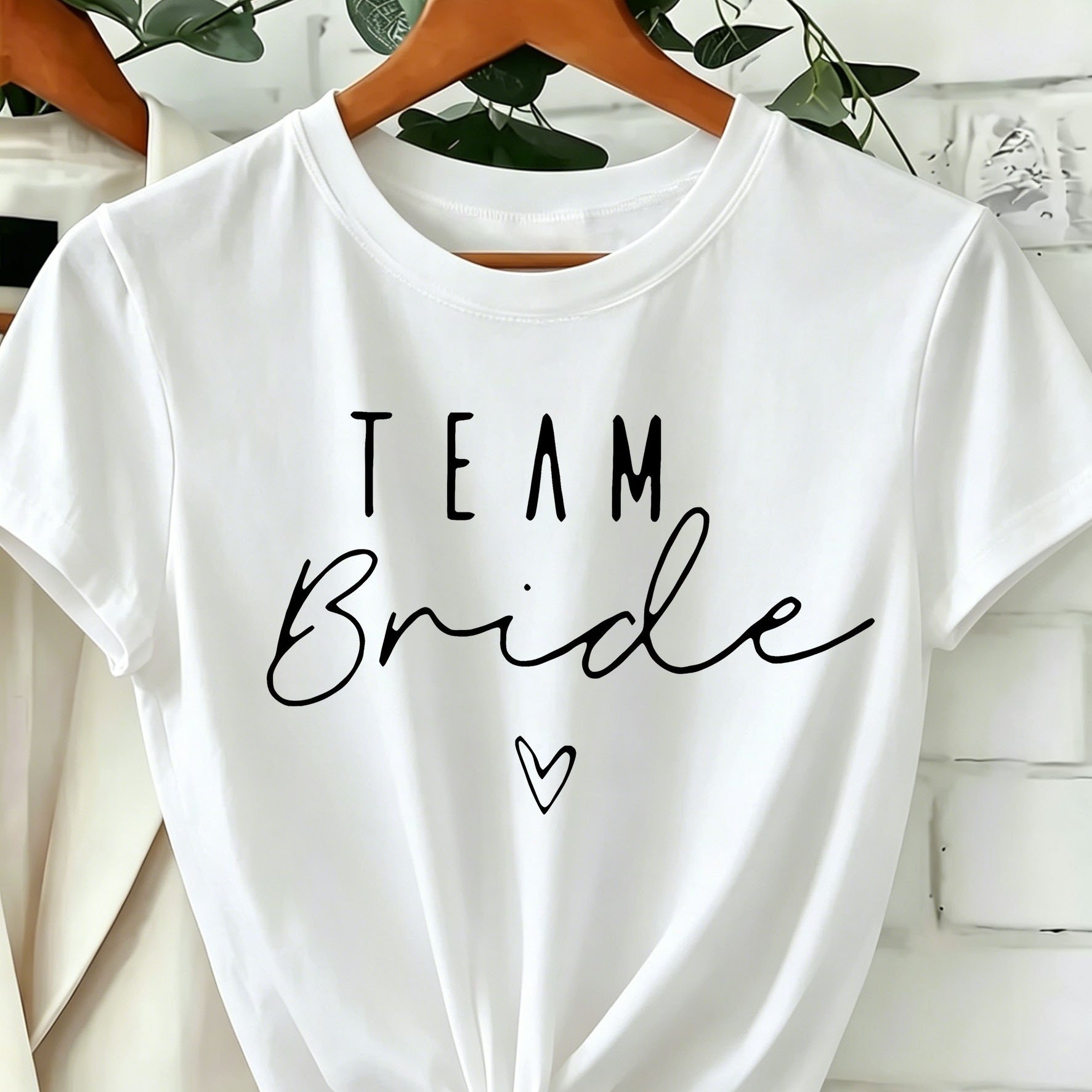 TEMU Women's "" Letter Print T-shirt - Casual Loose Short Sleeve Round Neck Top, Breathable Summer Essential For Bridal Parties And Daily Wear