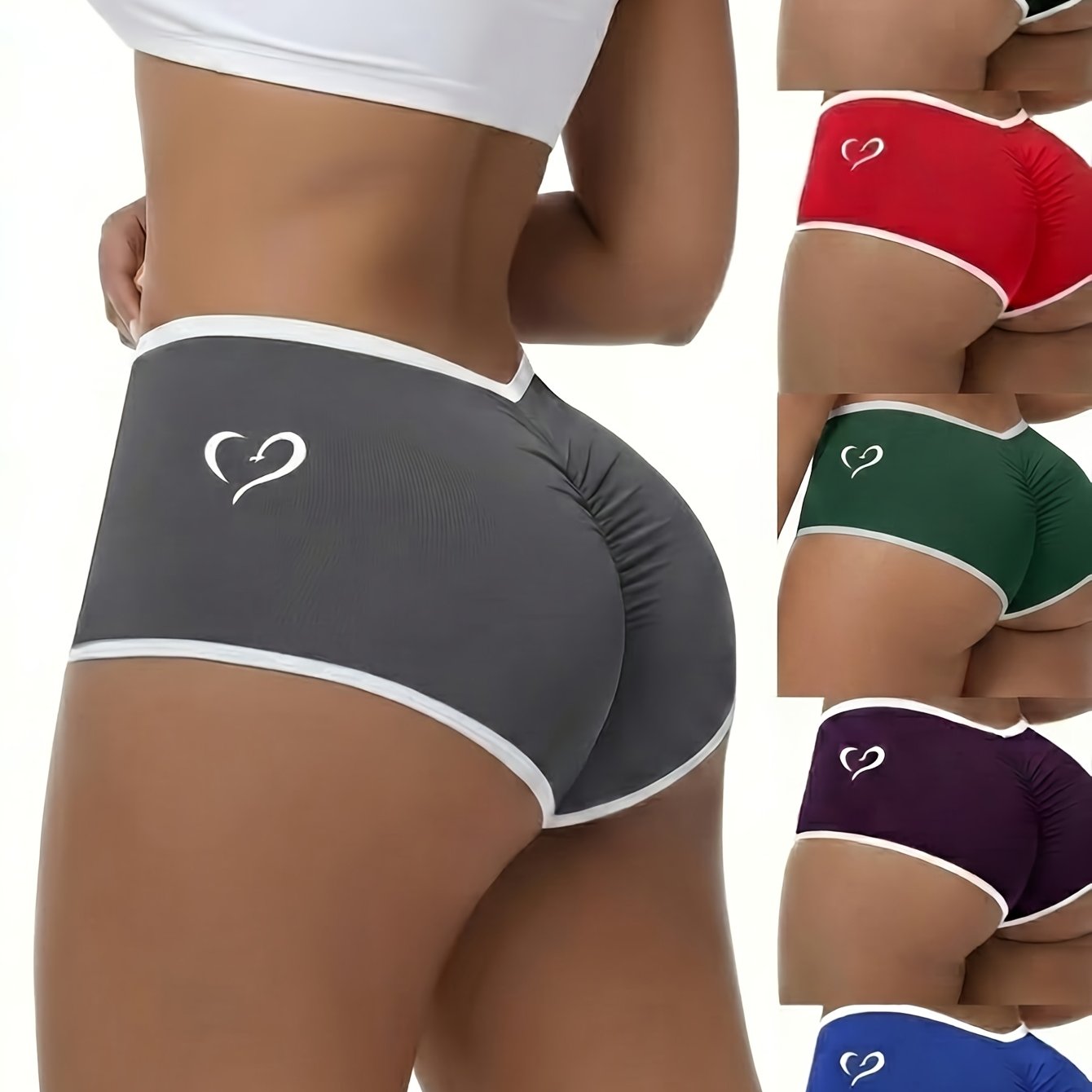 Image of 6pcs Set Of Women's Briefs, Four-corner Style Female Underwear Featuring A Unique Heart-shaped Print And -lifting Design; Sexy, Soft, And Comfortable, Suitable For All Body Types And Wear.