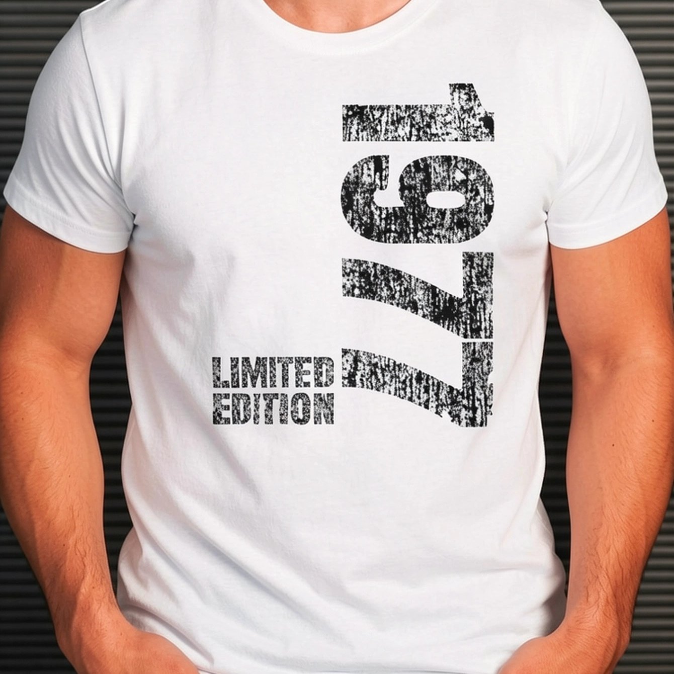Image of Men's T-shirt - 1977 Birthday Edition Gift Idea - Crew Neck - 100% - Summer Casual Wear - For Gift