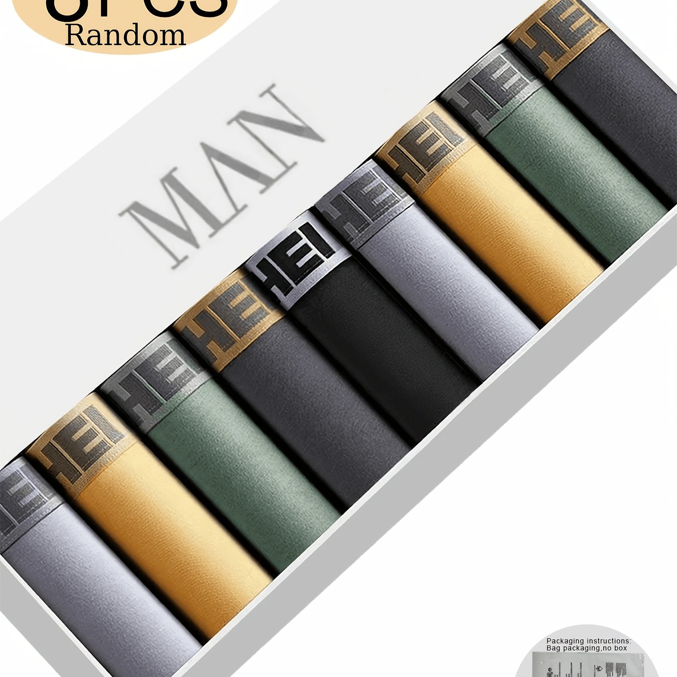 TEMU Random Random 8pcs Men&;s Briefs Quick-dry High-performance Comfortable Breathable Flat-seam Underwear, Fashion Letter "hello" Waistband Square