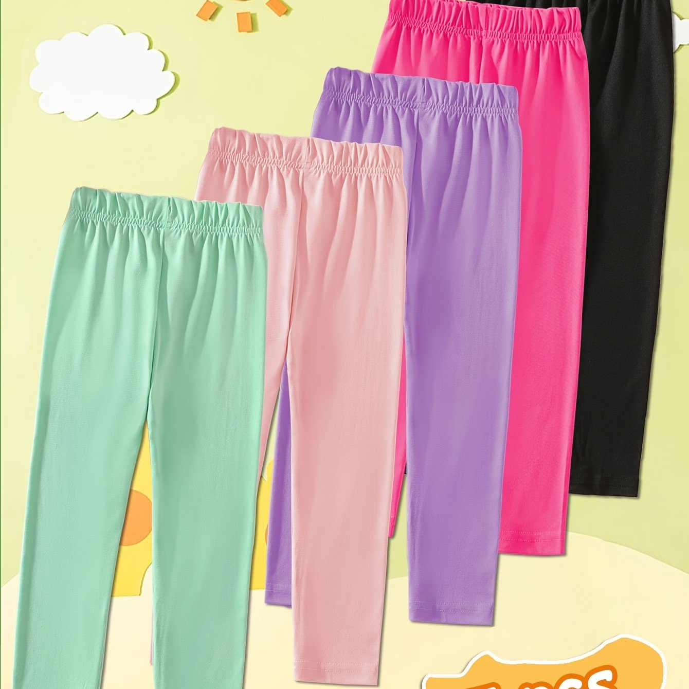 5pcs Solid Color Slim-' Fashion Leggings Ankle Pants Spring/autumn Sports Trousers