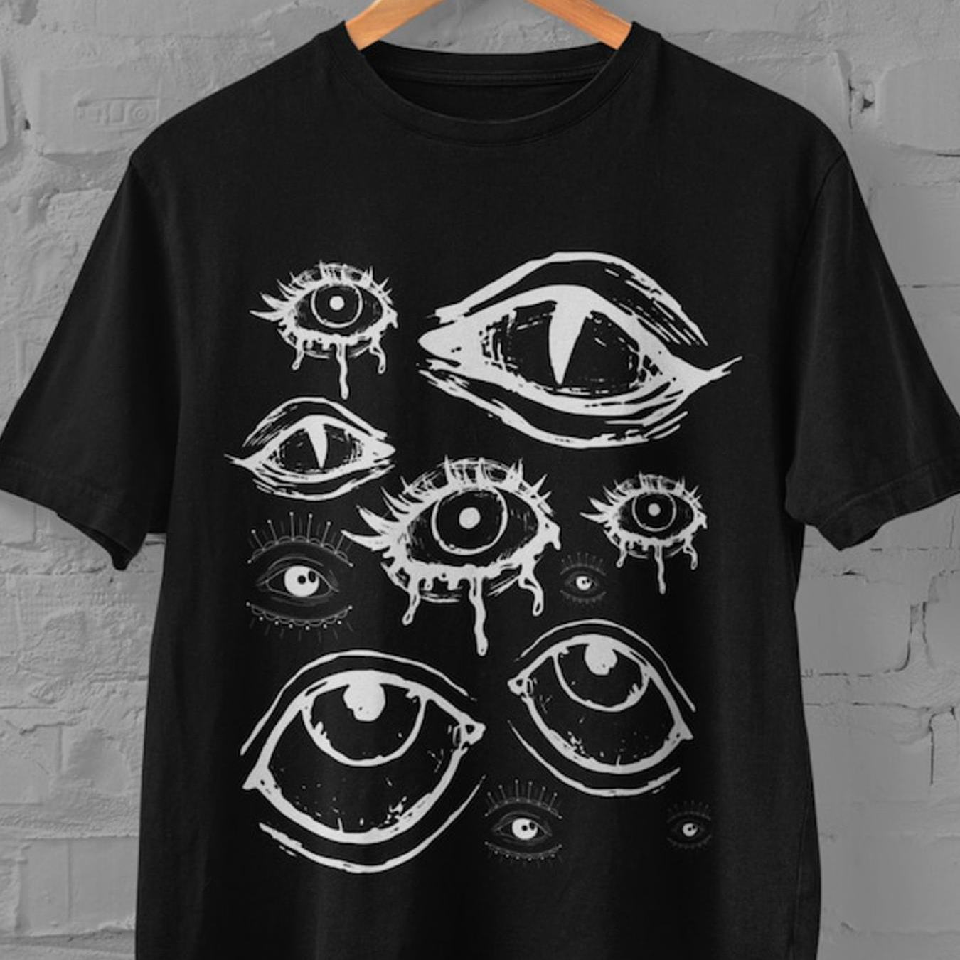 Gothic Alternative Y2k Eyes T-shirt Oversize Mall Goth 90s Clothing Alt Grunge Horror Punk