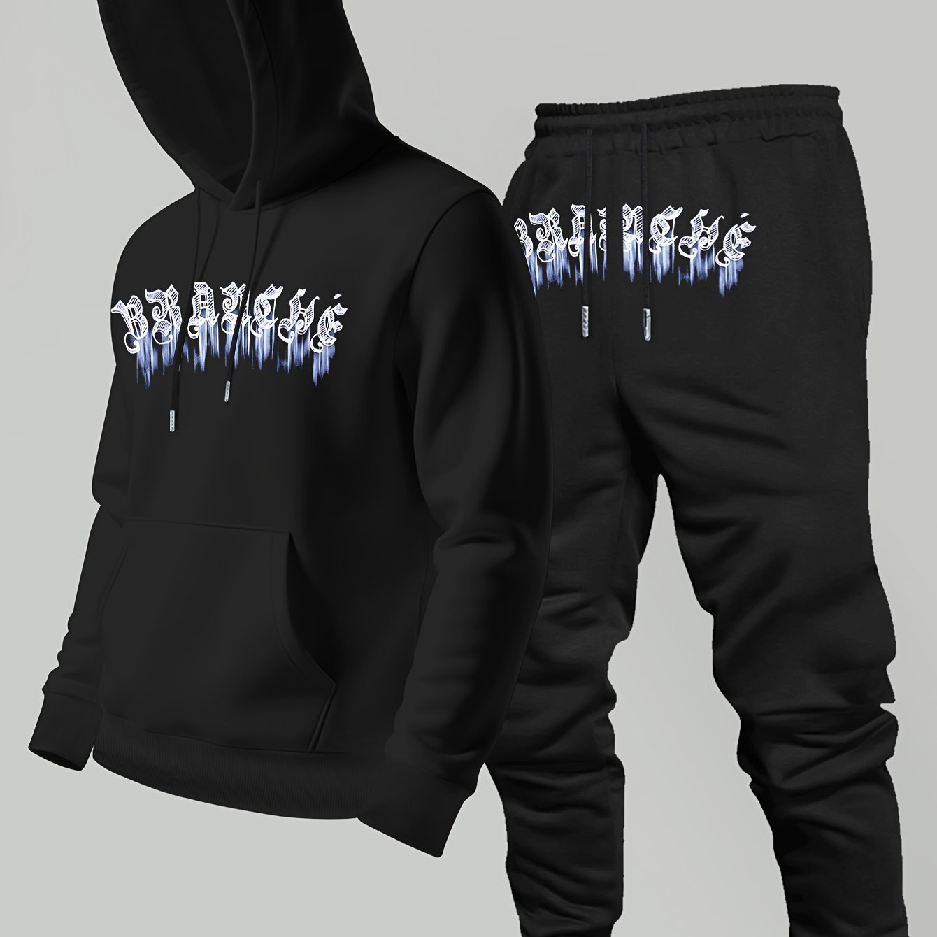 TEMU Street Hip-hop , Gothic Dark Style, Los Angeles Chicago Y2k Sweatshirt, Streetwear Brand Sweatshirt, Trendy Sweatshirt, Thin Hooded Long Pants,