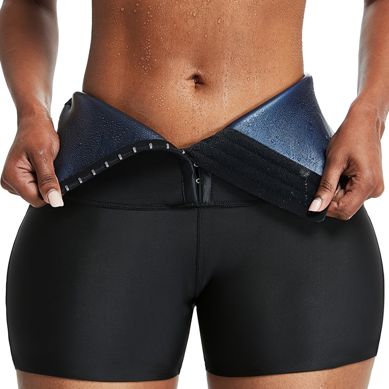 Image of Women's Sweat-wicking Shaping Shorts, High-waisted Fitness Shorts, Women's Workout Sweat-resistant Training Shorts, Three-quarter Leg Shorts With Hook-waist Design