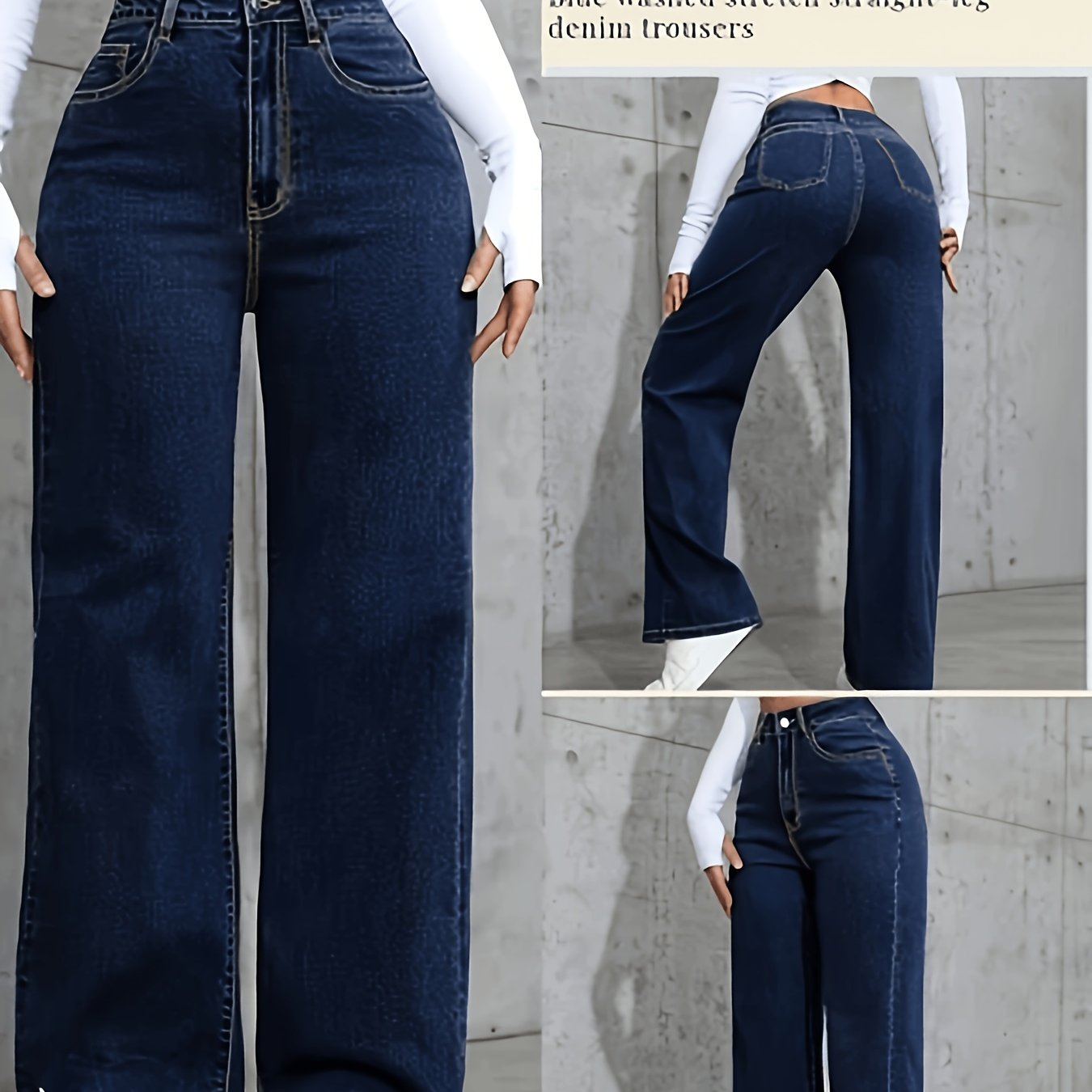 Women's Loose-fit Stretch Straight-leg Jeans - Washed Soft Pants With Crossbody Pocket, Soft Comfortable For Work & Daily Wear - Versatile Casual To Dressy Wear Suitable For Work & Daily Wear