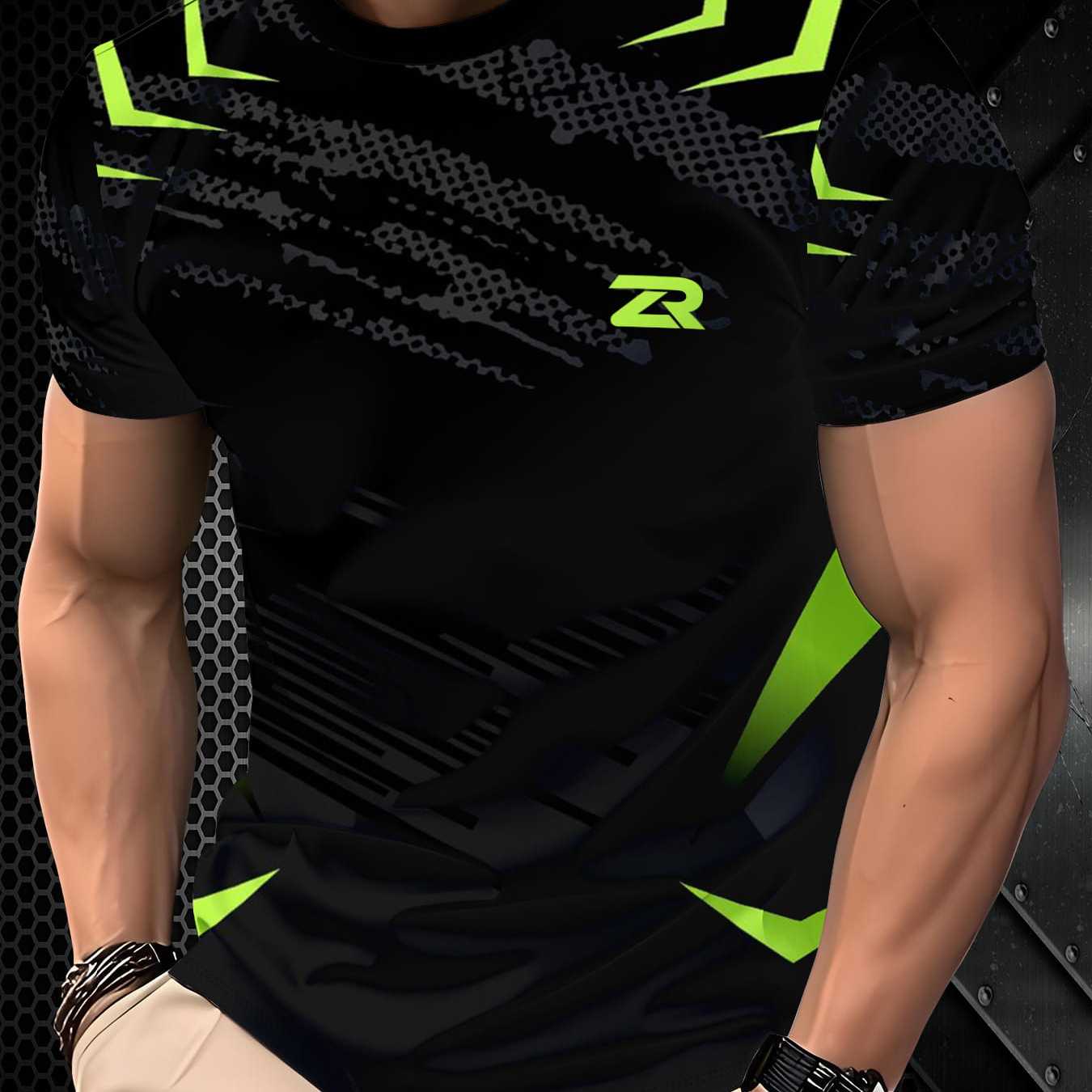 TEMU New Summer Men's 3d Printed Crew Neck Short Sleeve T-shirt. Features A Printed Design With Full Visual Impact. Slim-fit For A Flattering Look