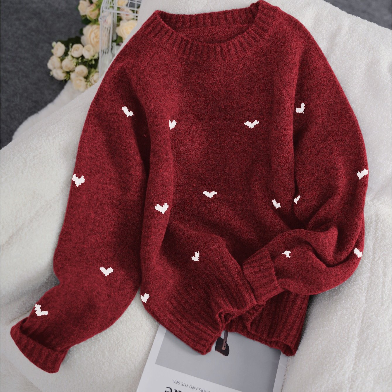 TEMU Nouveau pull pour femme pour et l'hiver avec motif pour Noël et la Saint-Valentin, pull ample et décontracté haut de gamme, haut doux et fin,
