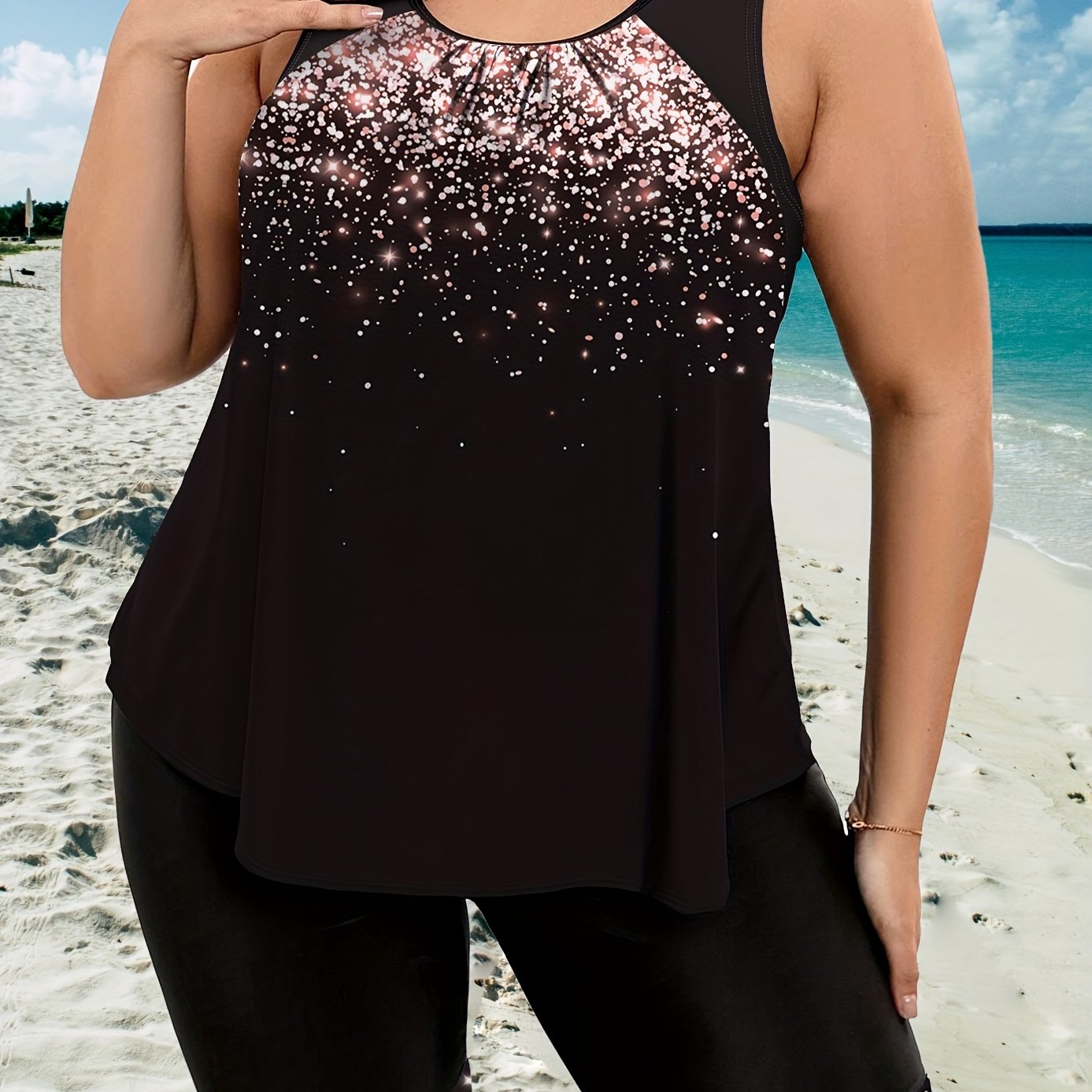 Popular Women's Plus-size Tankini With Shorts Swimwear
