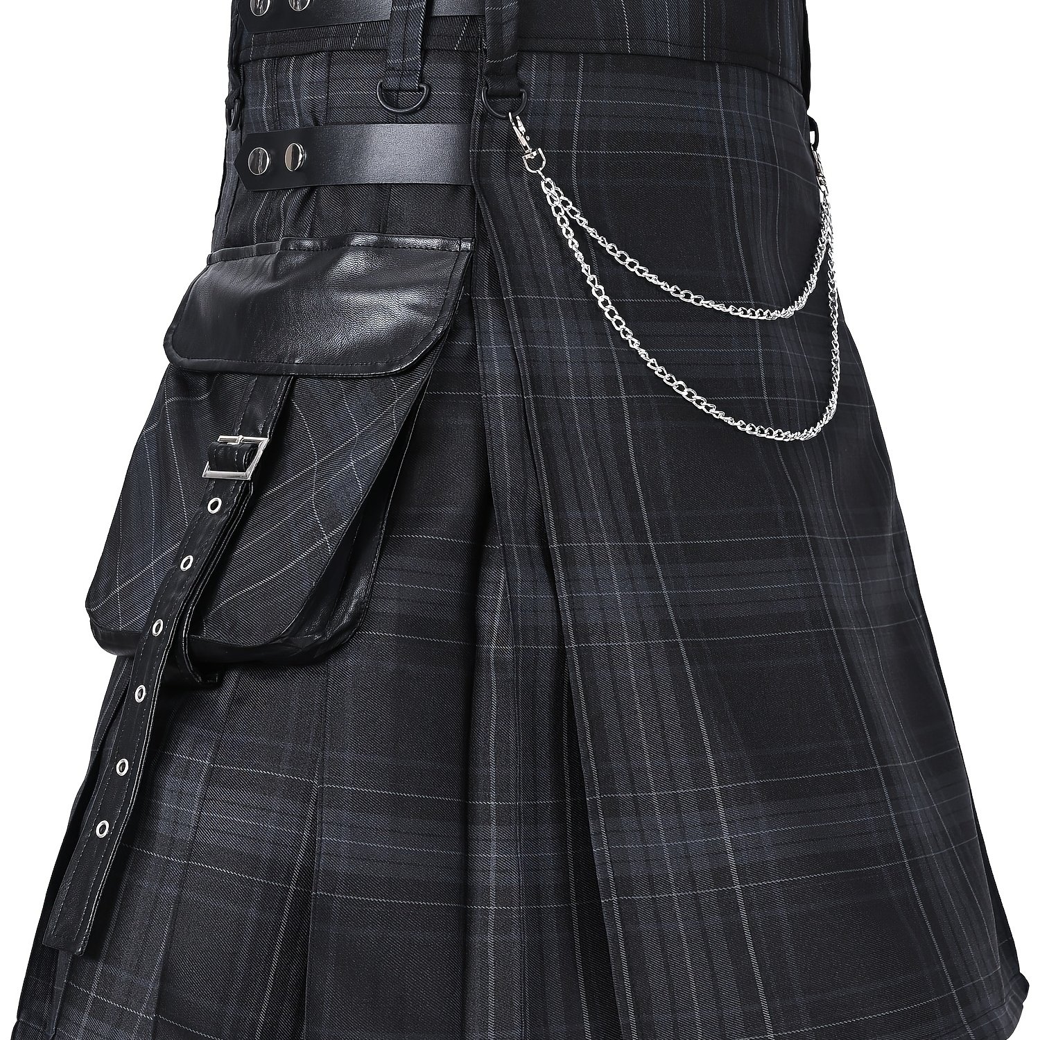 Image of New Scottish Pleated Skirt, Classic Traditional Checkered Gray, Green, Purple, Skirt (men's Kilt//utility Kilt) New Pleated Skirt, Ethnic Style, Traditional Holiday, Casual, Outing, Party