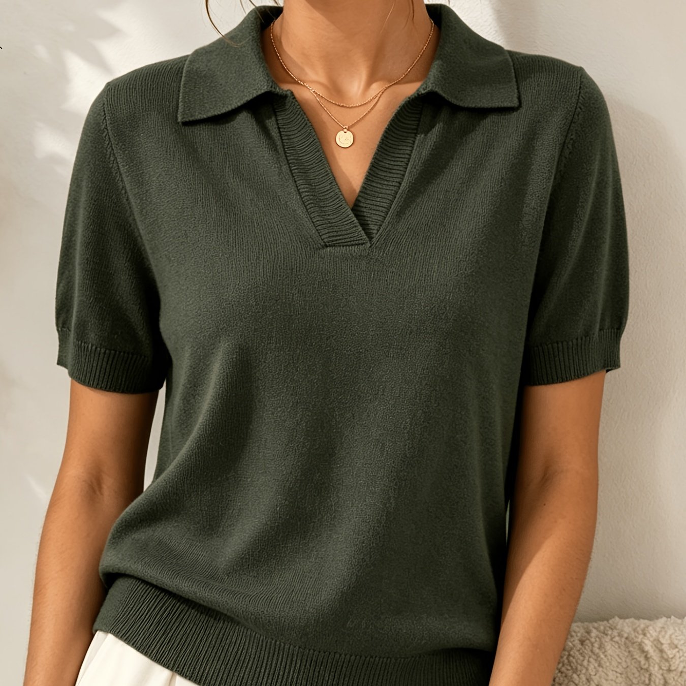 TEMU Casual Short-sleeve Women's Pullover Neck Sweater Top Travel Vacation Holiday