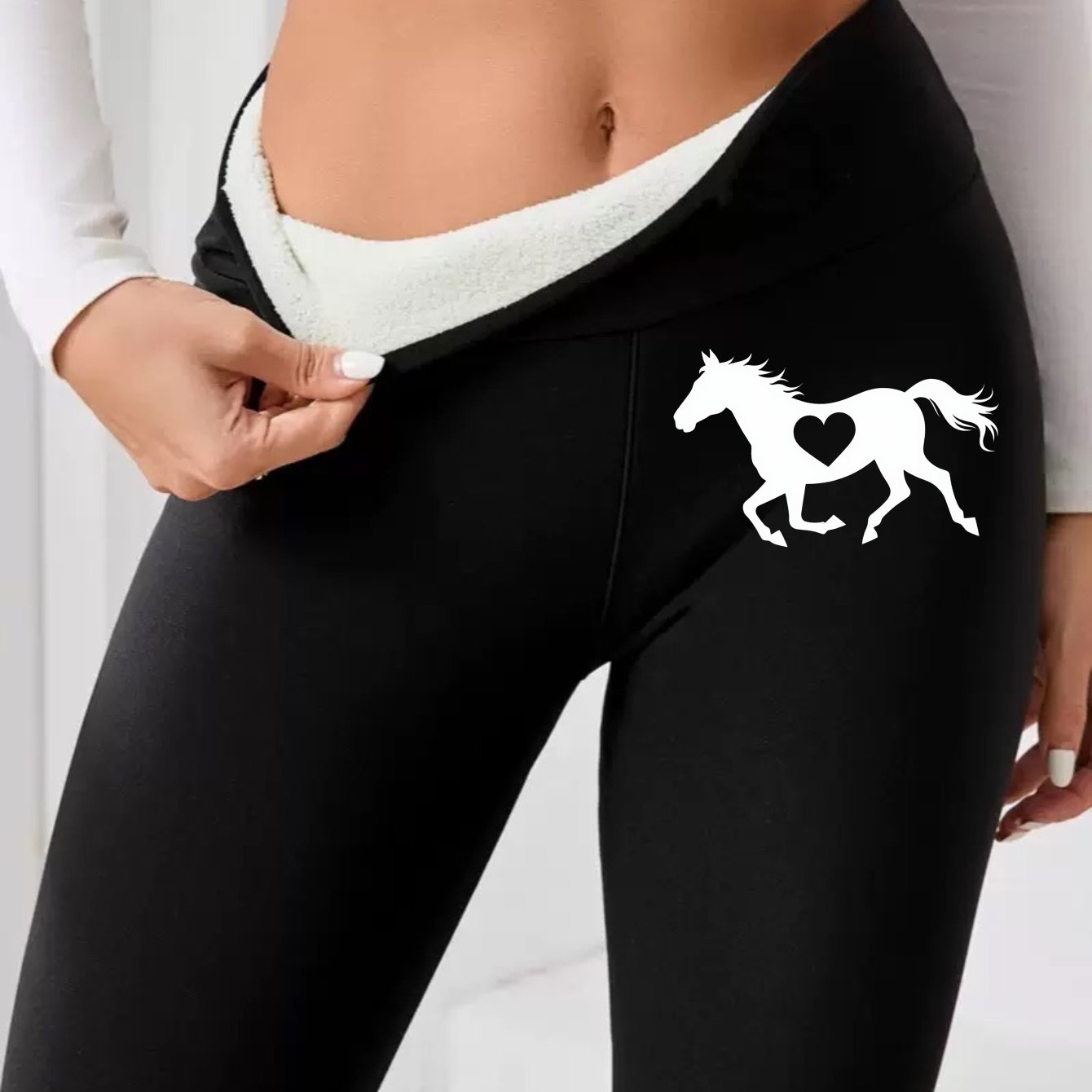 TEMU Leggings a vita con stampa per fitness, foderate per il calore