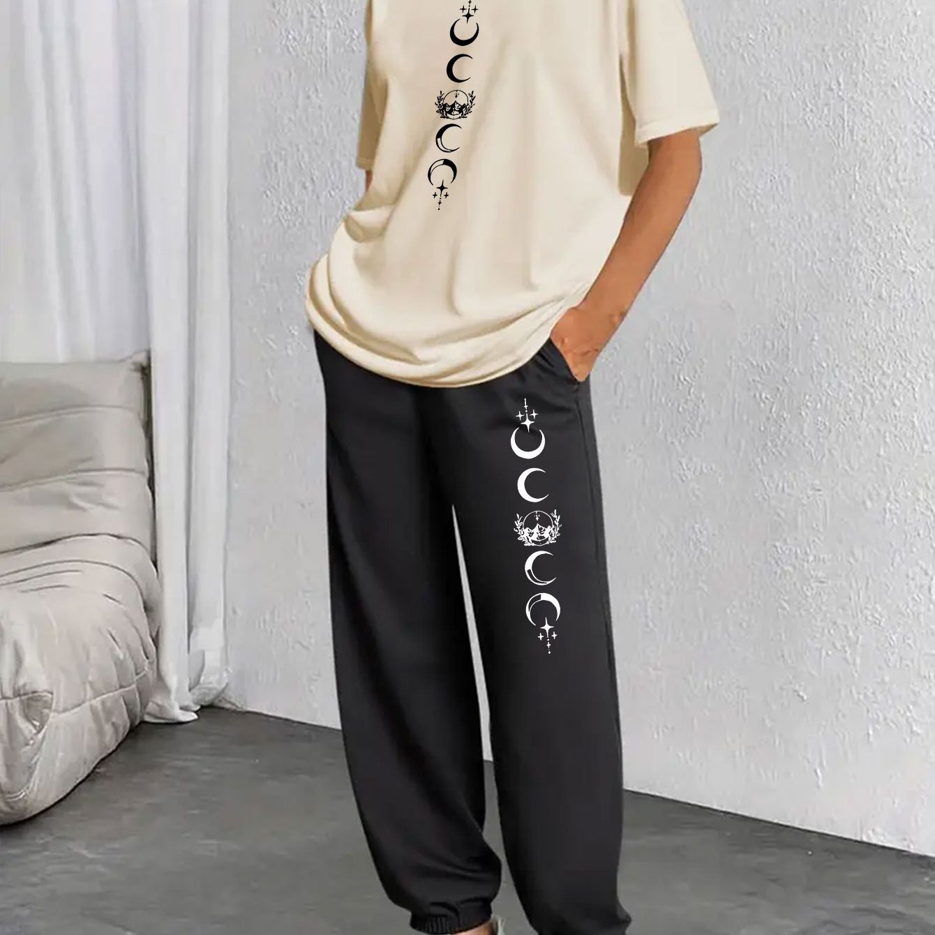 TEMU Women's Fashion Casual Moon And Stars For Autumn And Summer