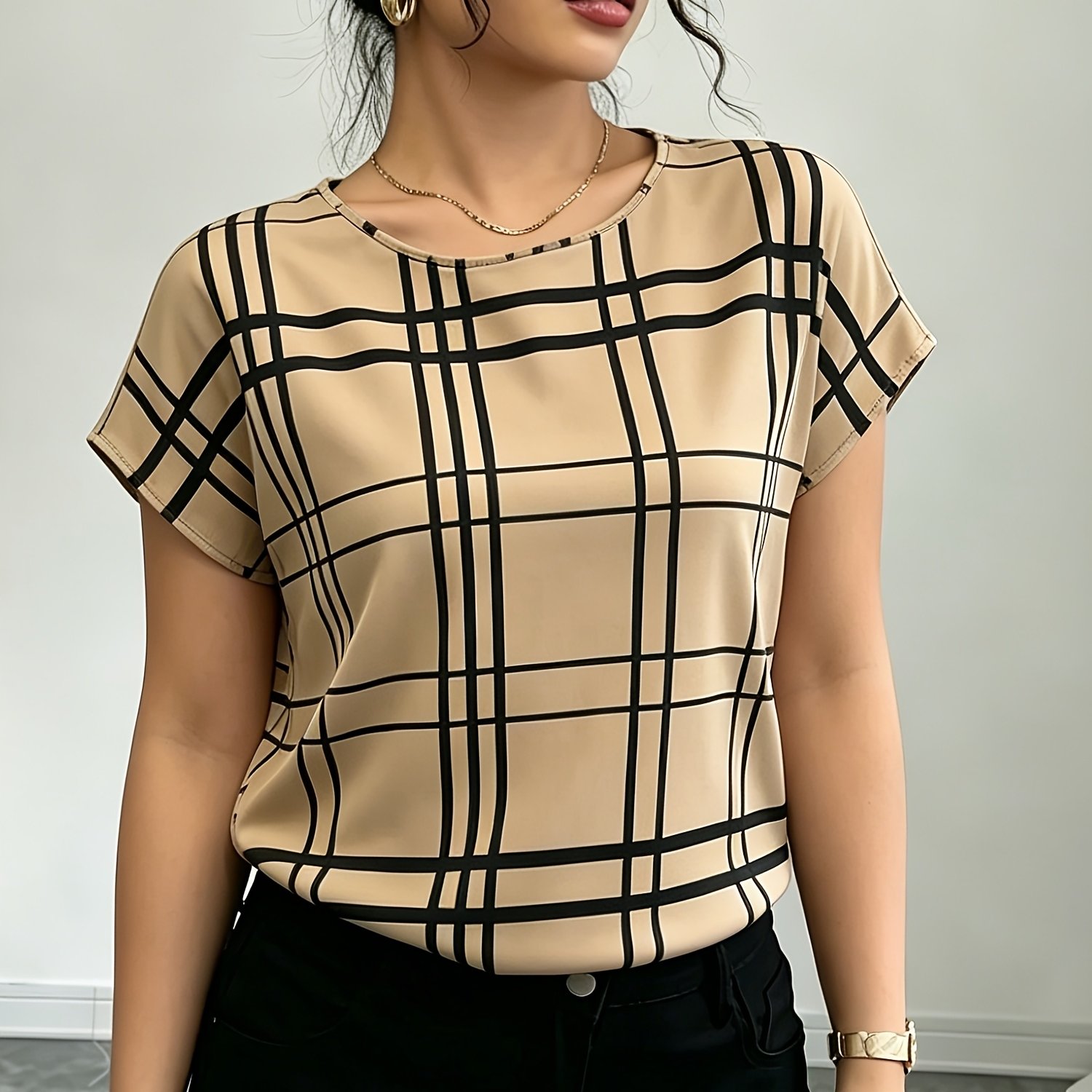 TEMU Women's Casual Printed Short Sleeve Vacation Top