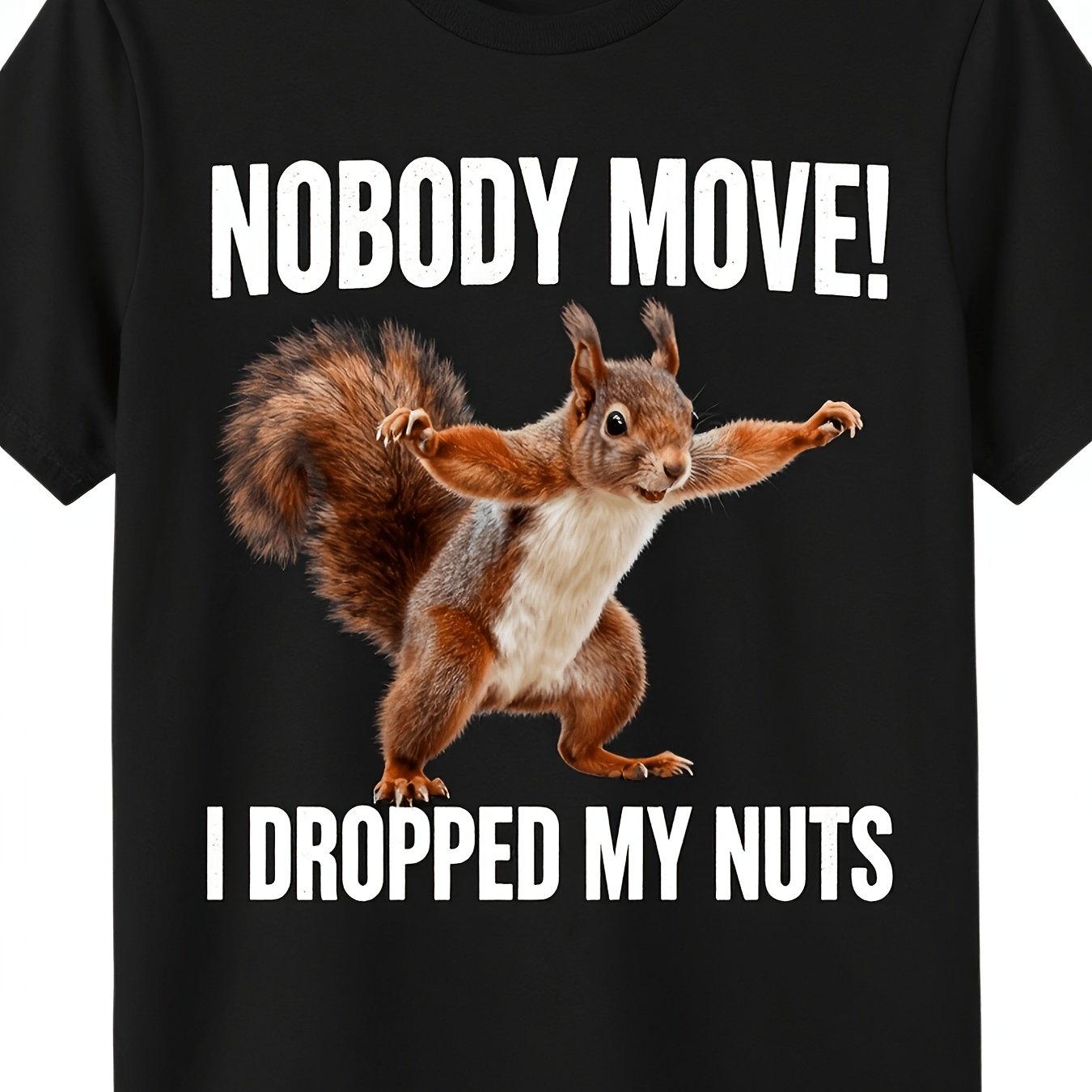 TEMU Men's T-shirt Men's Funny Nobody I Squirrel Graphic T-shirt Quick-dry Breathable Polyester Crew Neck Tee Suitable For Office Gym Daily Wear