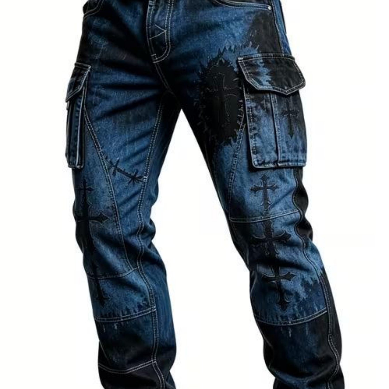 Men's Gothic Overalls & Pants - Multi-pocket Trousers With Dark Fried Street Style, Machine Washable , Regular Fit Suitable For Daily Wear, Parties, Outdoor & Holiday Gifts