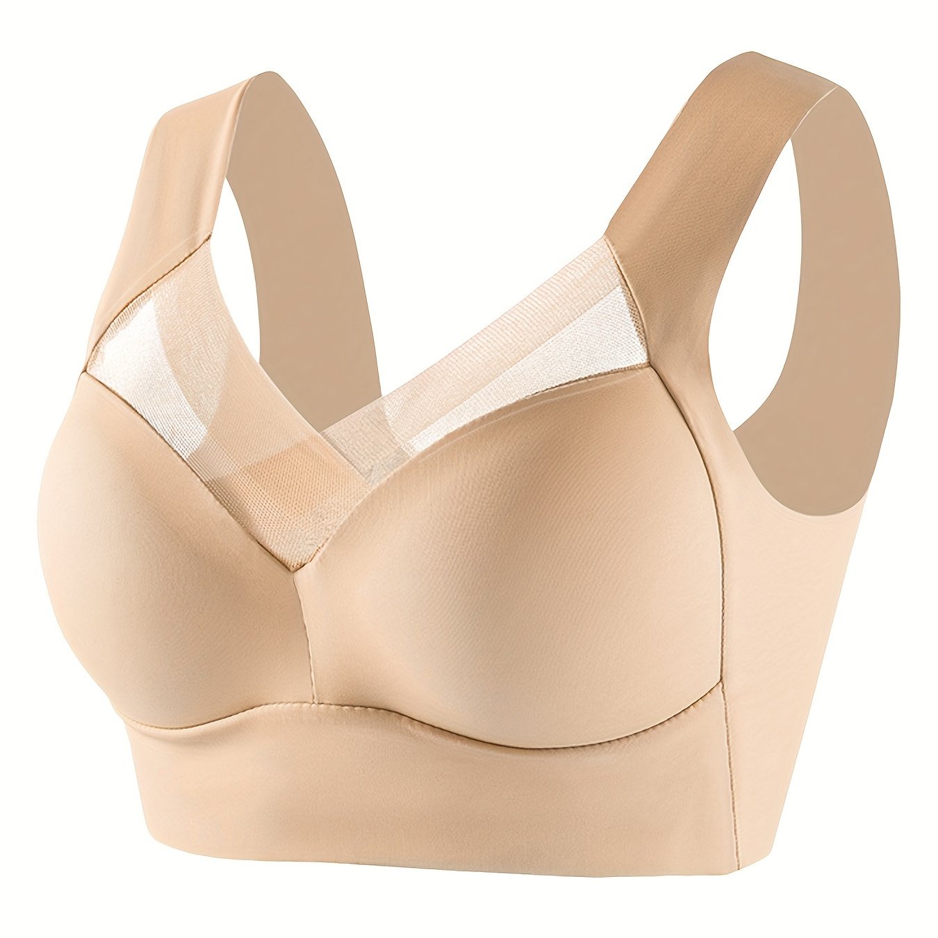 Contrast Mesh Wireless Bras Comfy Breathable Full Coverage - Temu