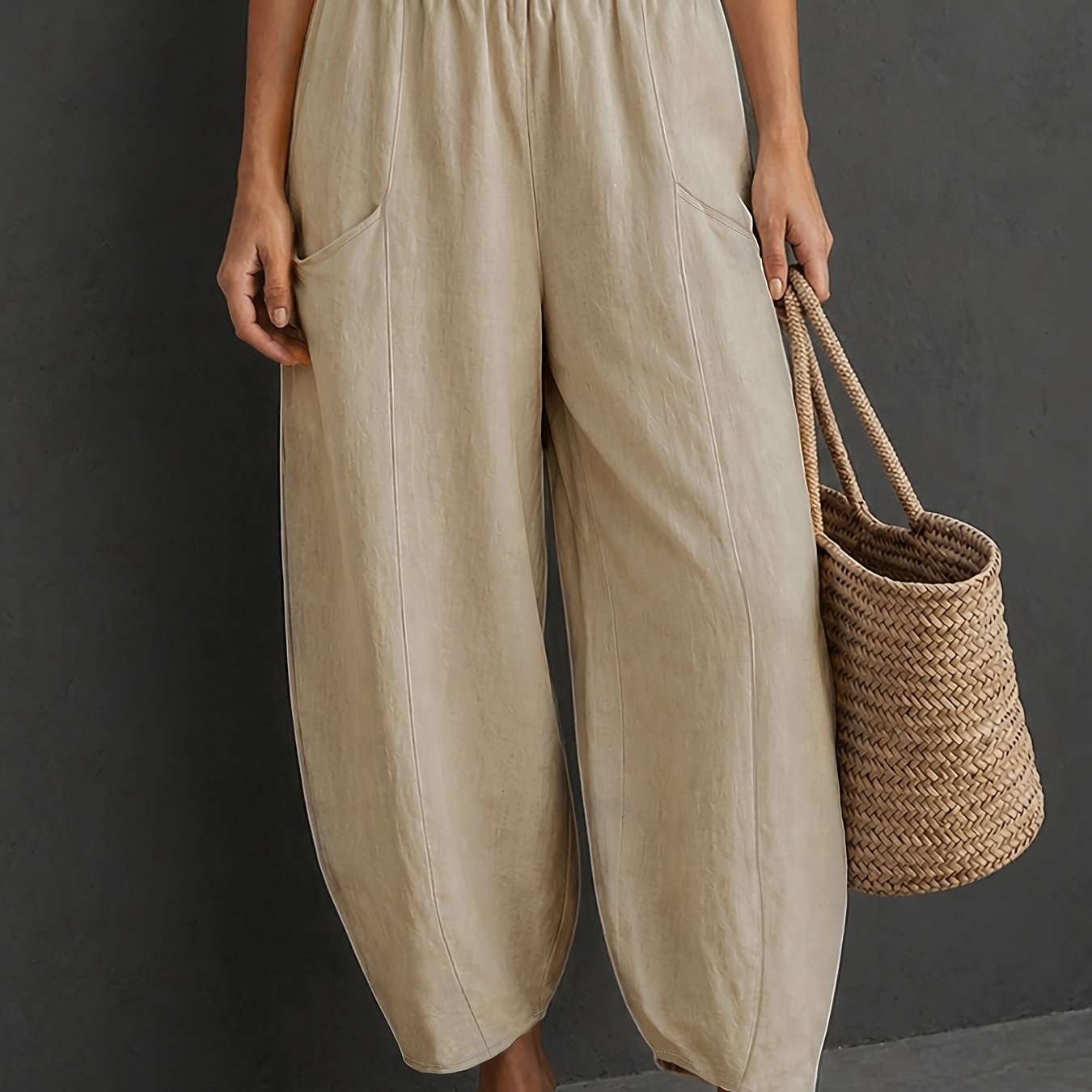 TEMU Women's Casual Vacation Solid Loose Wide Leg Pants