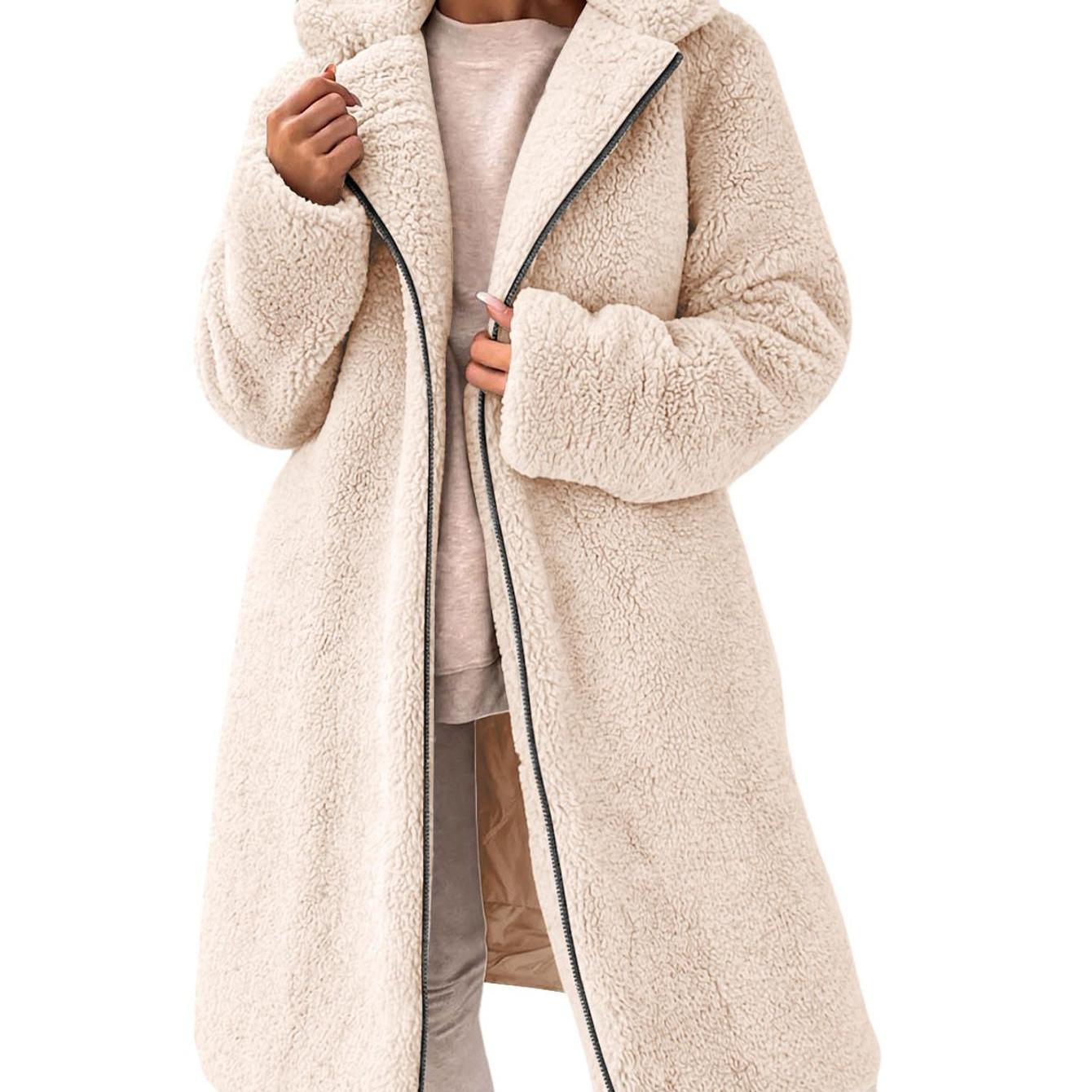 Image of Women's Loose And Winter Long Sleeved Lapel Women's Medium Long Coat
