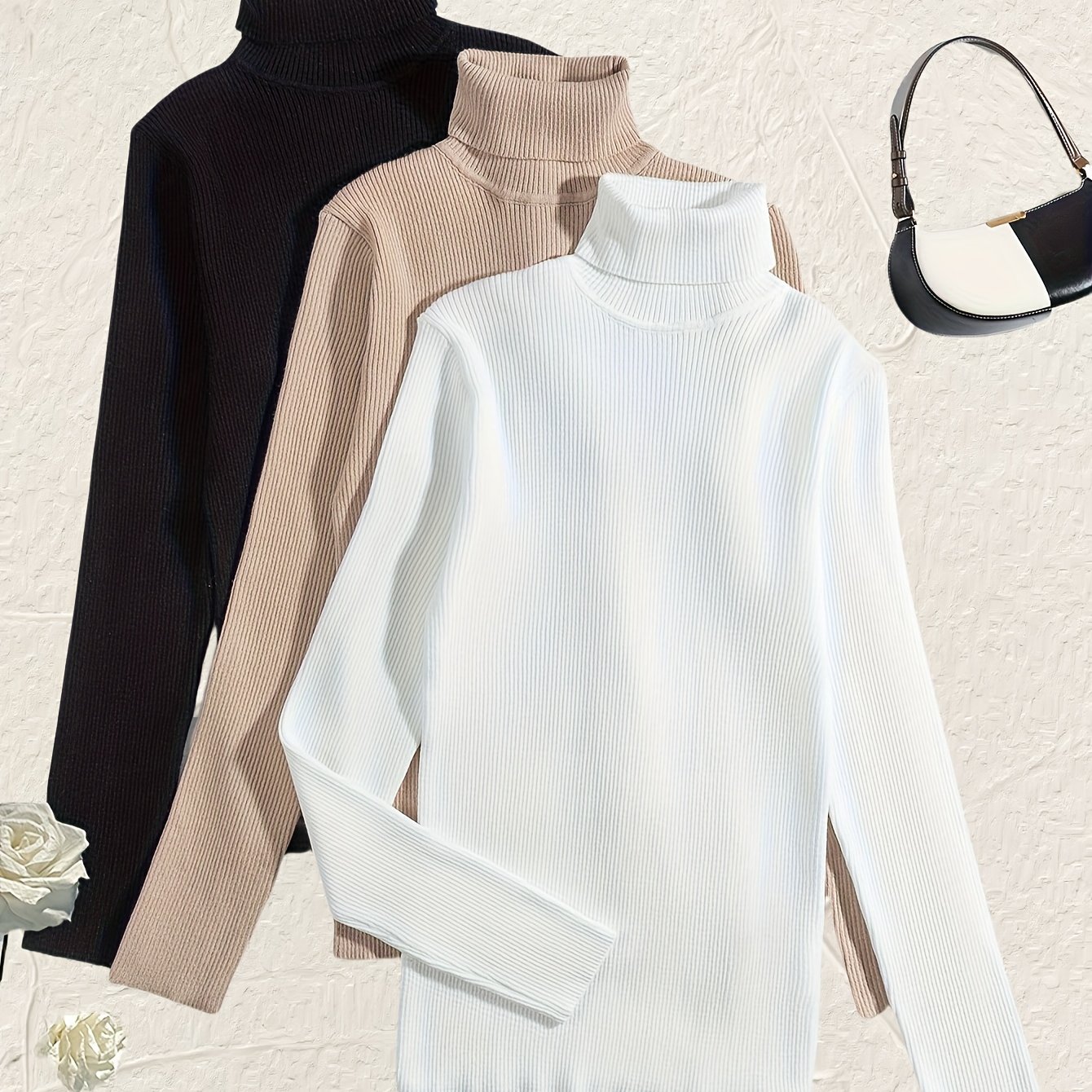 E-shop Damen Pullover mit hohem Kragen 3er-Set 2